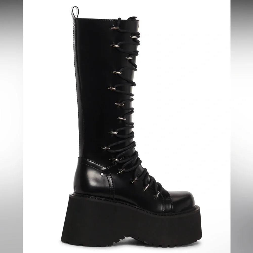 NIB Current Mood Glam Grit Platform Knee High Boots from Dolls Kill Size 8 - Picture 3 of 6